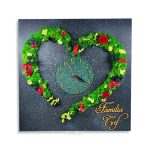 Ceas de perete personalizat model inima decorat cu licheni si trandafiri criogenati1