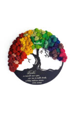 Copacul vietii pe suport negru cu text si licheni multicolori1 Copacul vietii pe suport negru cu text si licheni multicolori1