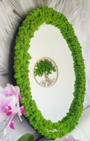 Oglinda rotunda decorata cu licheni stabilizati1