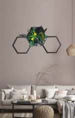 Set 3 hexagoane decorate cu muschi si plante stabilizate8