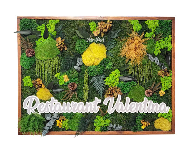 Tablou cu muschi si licheni personalizat cu Logo luminos2