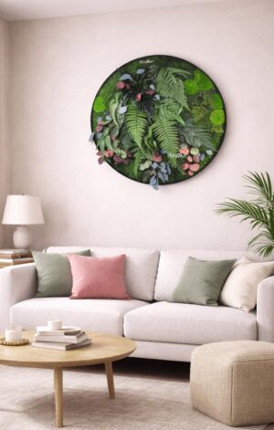 tablou licheni rotund cm living