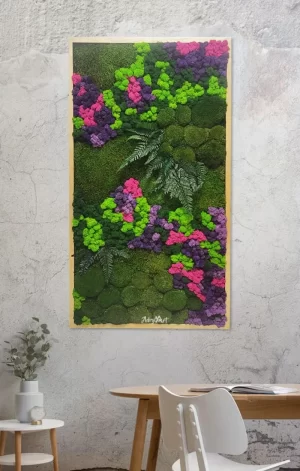 tablou purple desire decorat cu licheni muticolori si muschi stabilizati tb110mov YeO.jpg