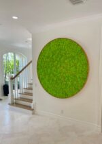 tablou rotund simple green decorat cu licheni naturali stabilizati ta140sim Qo4