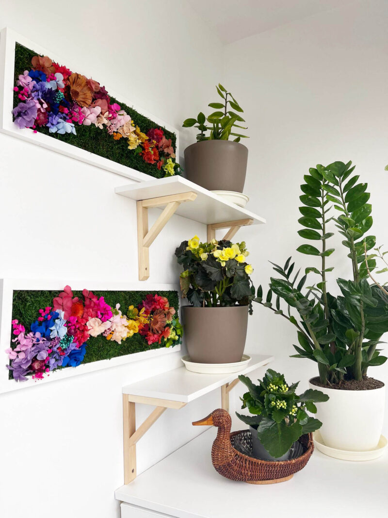 Tablou Flower decorat cu muschi si hortensii criogenate2
