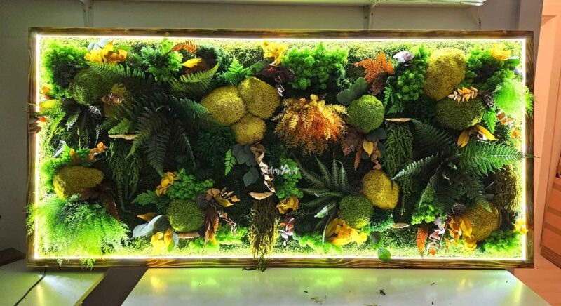 tablou lemn ars autumn cu licheni si muschi5