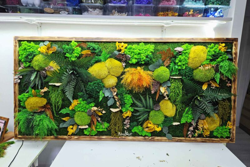 tablou lemn ars autumn cu licheni si muschi7