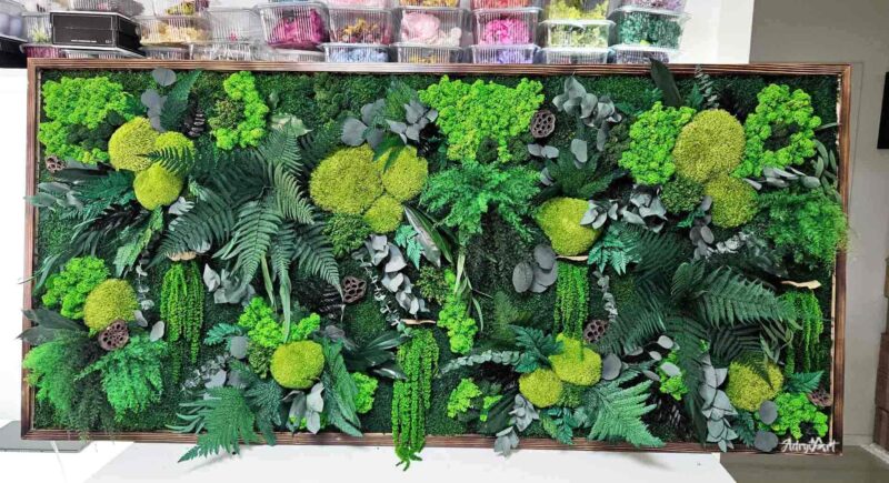 tablou cu licheni muschi si plante cu led integrat3