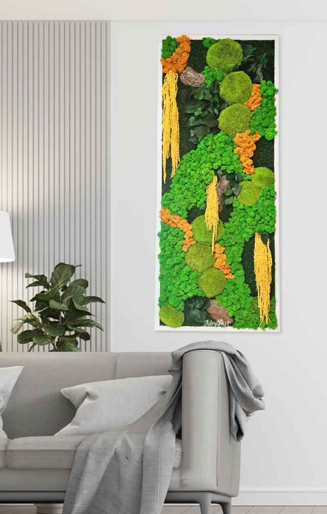 tablou cu licheni si amaranthus galben