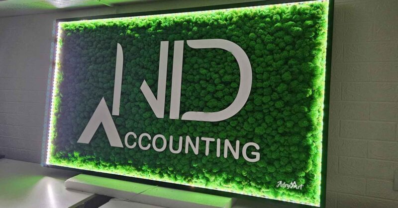 tablou licheni cu led si logo personalizat