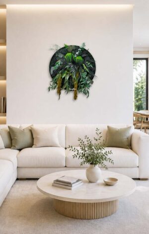 tablou rotund muschi si plante living cm