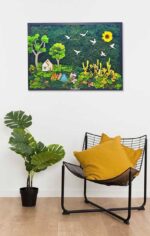 tablou cu licheni si copaci