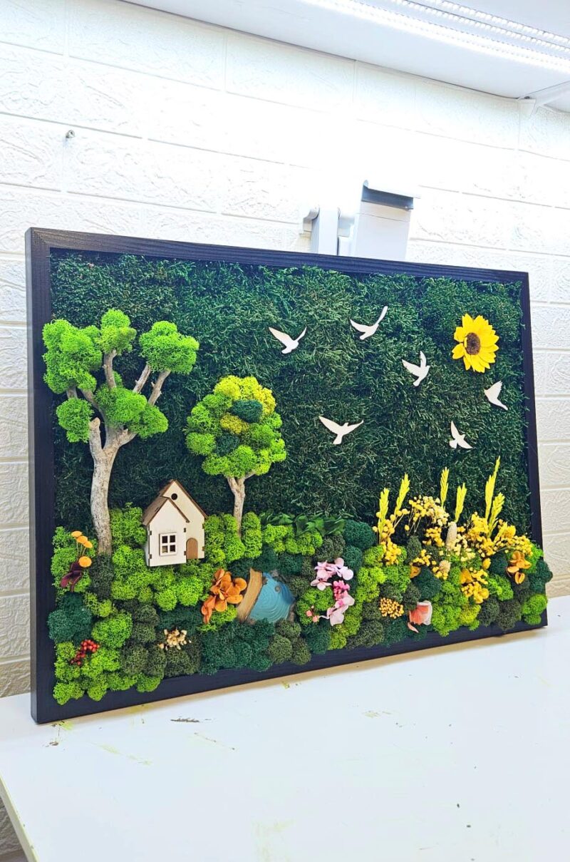 tablou cu licheni si copaci