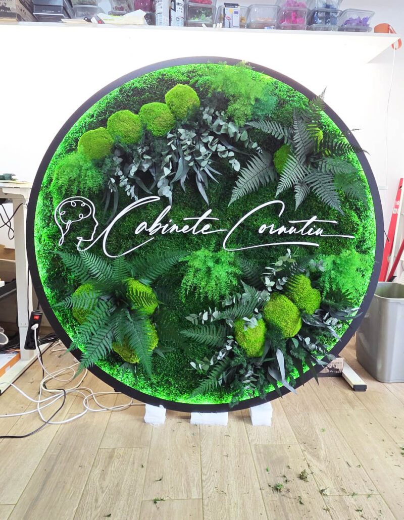 tablou rotund licheni si led cm receptie