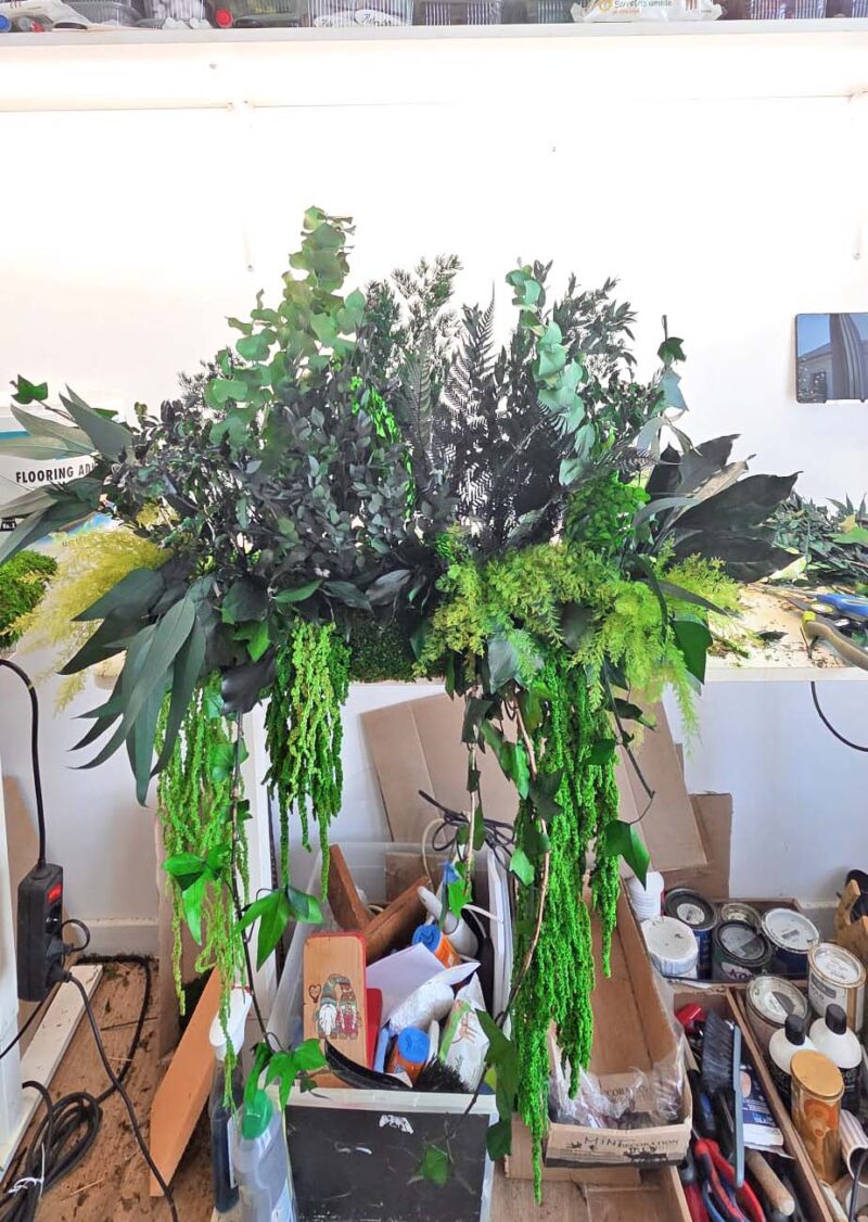 decoratiune cu muschi si plante stabilizate